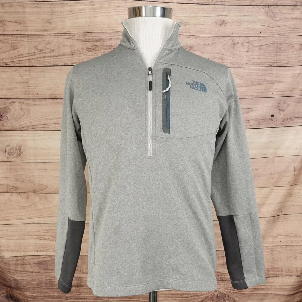 The North Face Pullover Mens M Gray 1/4 Zip Fleece Pocket Athletic Top